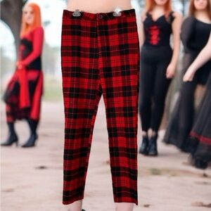 Red and Black Plaid Pants New